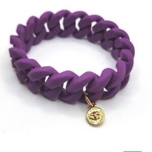 Marc by Marc Jacobs Purple Silicone Bracelet with Gold Charm